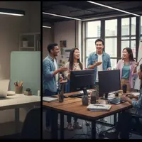 Ilustrasi perbedaan kepribadian introvert dan ekstrovert dalam hal preferesnsi lingkungan kerja. Foto: Gemini