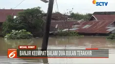 Kondisi ini merupakan banjir keempat dalam kurun waktu dua bulan terakhir di Kelurahan Beringin, Kecamatan Medan Selayang, Sumatera Utara.