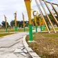 Kondisi taman kota Bangkinang, Kabupaten Kampar, setelah direnovasi dengan anggaran miliaran rupiah. (Liputan6.com/M Syukur)
