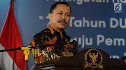 Ketua Komnas HAM, Ahmad Taufan Damanik memberi sambutan saat memperingati hari Hak Asasi Manusia (HAM) internasional 2018 di kantor Komnas HAM, Jakarta, Selasa (11/12). (Liputan6.com/Angga Yuniar)