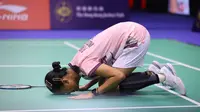 Putri Kusuma Wardani saat memastikan lolos ke final Hong Kong Open 2024. (PBSI)