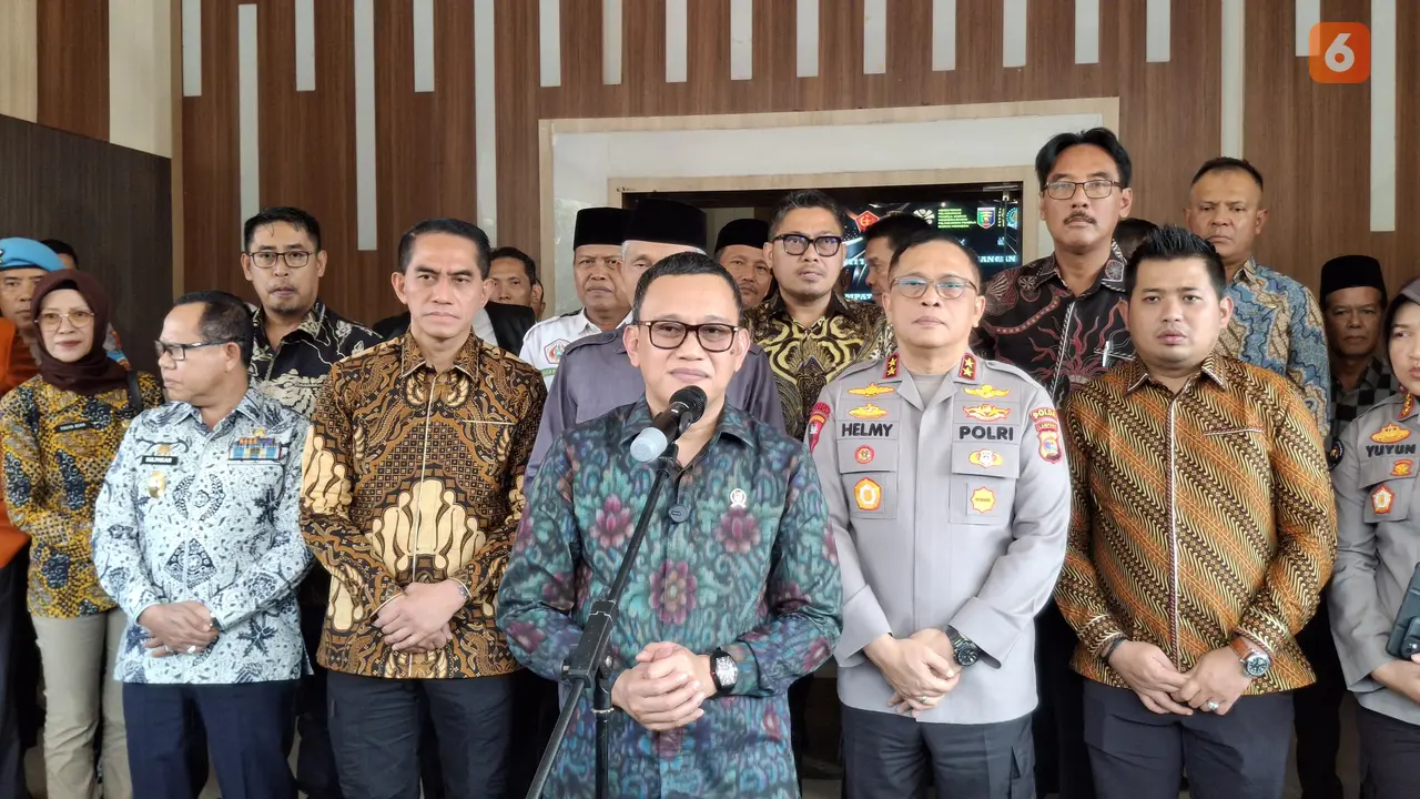Menteri Perlindungan Pekerja Migran Indonesia (P2MI), Abdul Kadir Karding saat ke Mapolda Lampung. Foto : (Liputan6.com/Ardi).