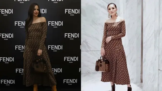 Beda Gaya Nia Ramadhani dengan 5 Seleb Saat Pakai Baju yang Sama