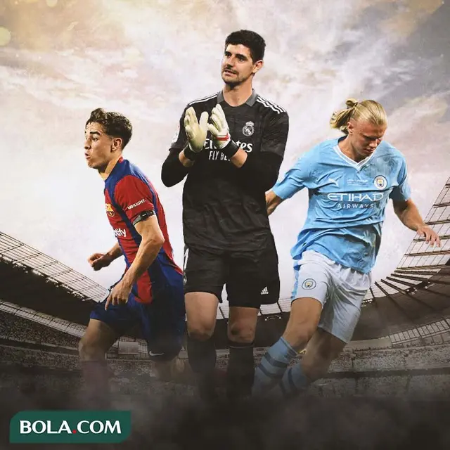 Ilustrasi - Gavi, Thibaut Courtois, Erling Haaland