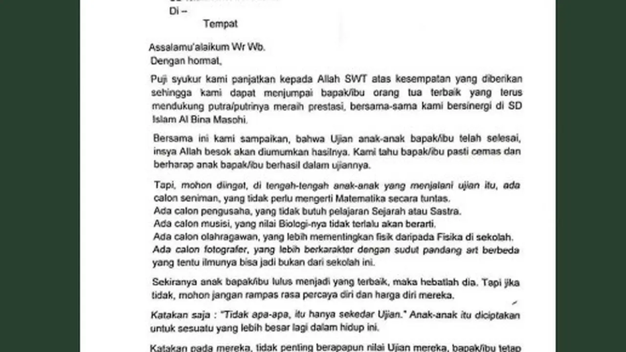 surat edaran sekolah viral