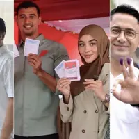 Arumi Bachsin, Margin Wieheerm, dan Sonya Fatmala saat Nyoblos. [Instagram]