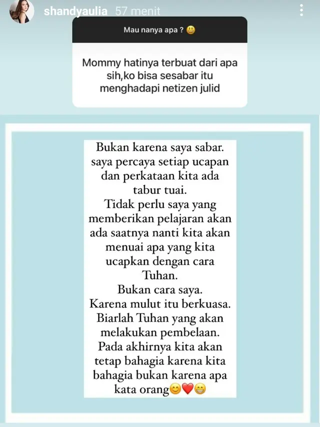 Unggahan Shandy Aulia. (Foto: Instagram @shandyaulia)