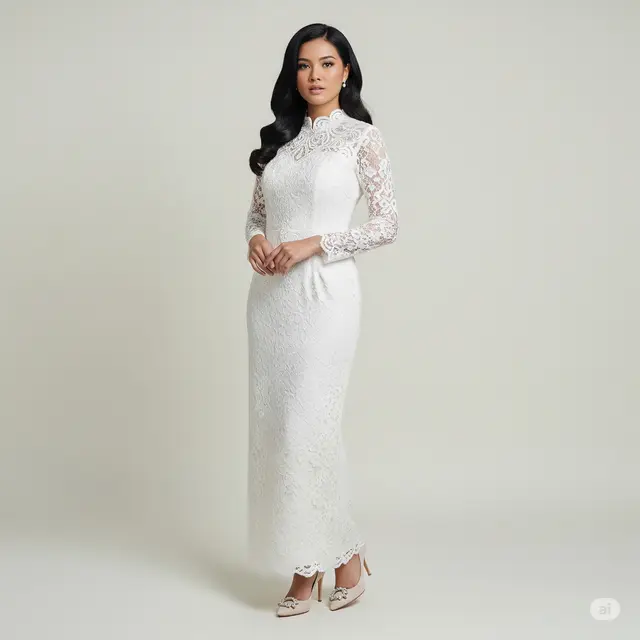 Model Dress Brokat Panjang Non Hijab Terbaik.
