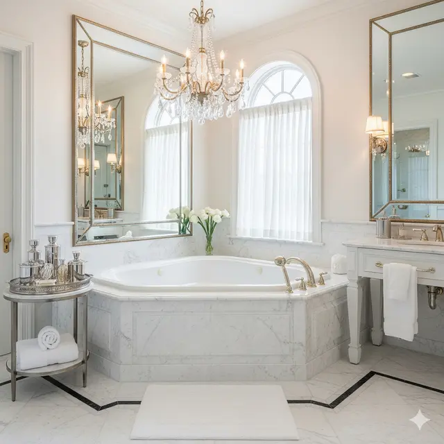 Desain Kamar Mandi dengan Bathtub Sudut