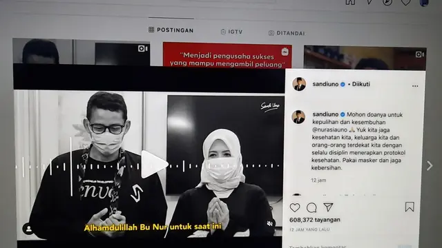 Unggahan Sandiaga Uno. (Foto: Instagram @sandiuno)