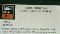 Kartu Prioritas Agus-Sylvy (istimewa)