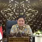 Menteri Koordinator Bidang Perekonomian Airlangga Hartarto dalam Webinar Sosialisasi Budaya Sensor Mandiri, secara virtual, Rabu (22/9/2021).