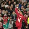 Selebrasi&nbsp;Mohamed Salah dalam laga Liverpool vs Atletico Madrid di Liga Champions 2025/2026, Kamis (18/9/2025). (AP Photo/Jon Super)