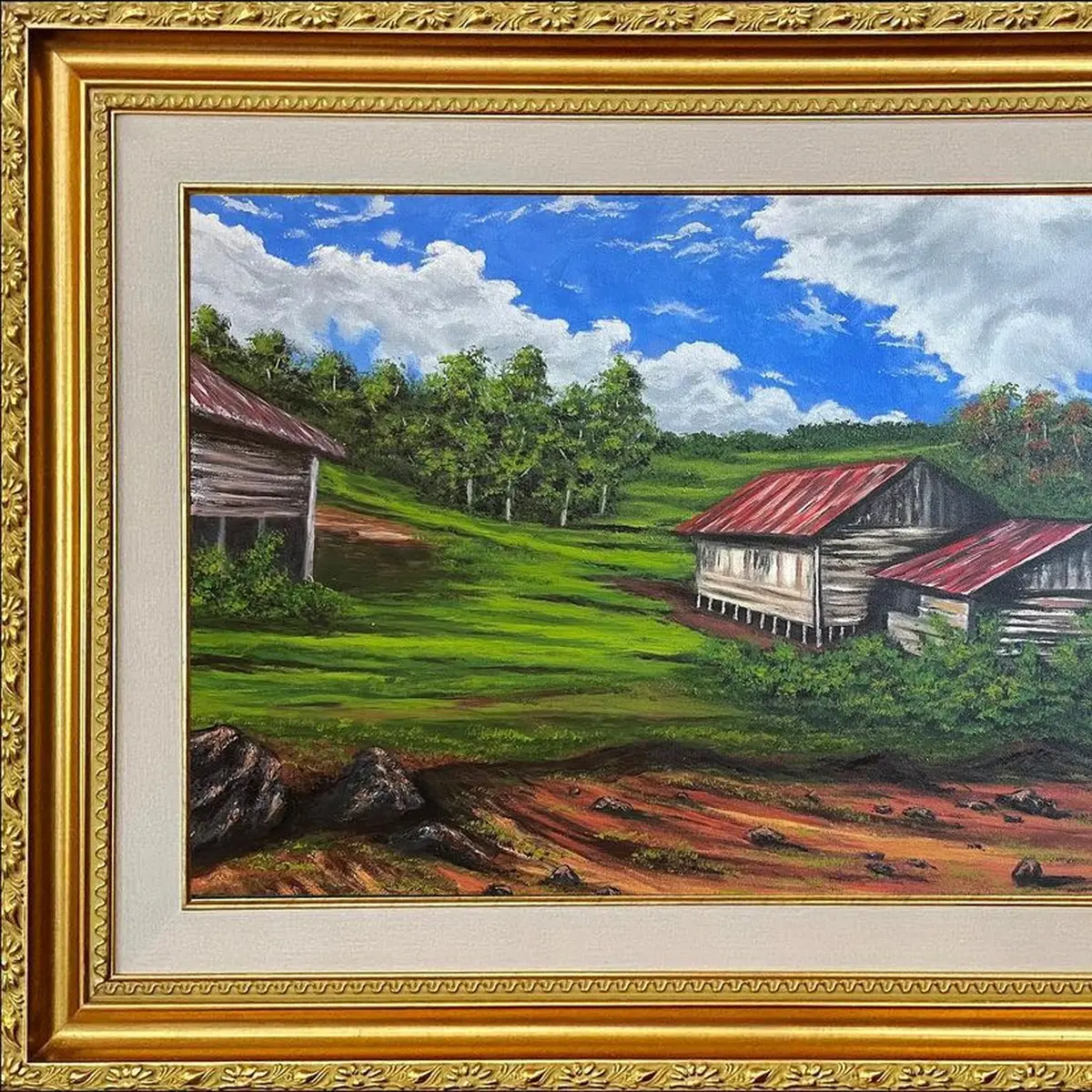 lukisan pemandangan kampung