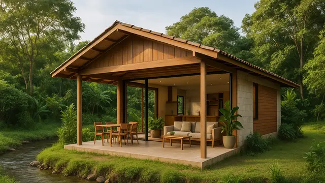 Model Rumah Sederhana di Pinggir Sungai Kecil yang Inspiratif