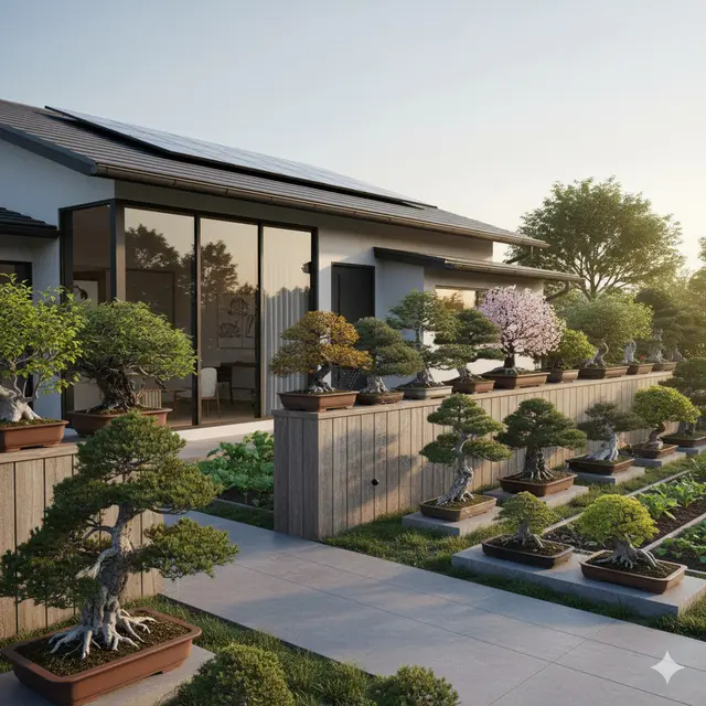 Pohon Bonsai sebagai Pagar Rumah