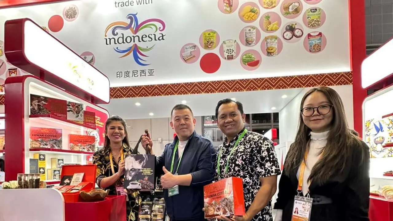 WORCAS, produk kopi luwak premium asal Indonesia, sukses mewakili salah satu kopi unggulan Indonesia dalam ajang pameran impor terbesar dunia di China International Import Expo (CIIE) 2024. (Liputan6.com)