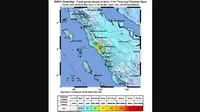 Peta guncangan gempa magnitudo 6,2 yang berpusat di Kabupaten Pasaman Barat, Sumatera Barat. (Sumber: situs resmi BMKG)