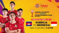 Perebutan 3rd Place ASEAN U19 Boys Championship 2026: Kamboja vs Indonesia di Vidio Sore Ini!