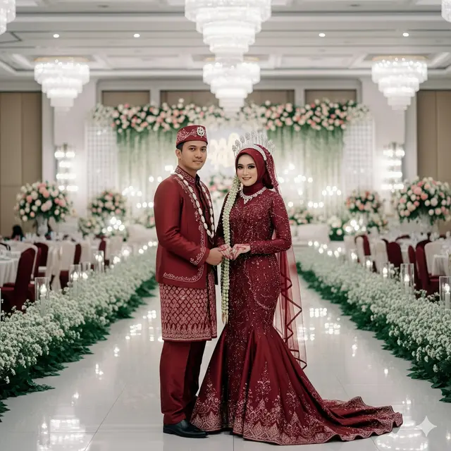 Couple Bold: Gamis Mermaid Brokat + Setelan Koko Brokat Lengkap