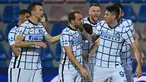 Inter membuka keunggulan lewat gol pemain pengganti Christian Eriksen di menit 69. Inter kemudian menggandakannya sekaligus menegaskan kemenangan melalui gol Achraf Hakimi di menit 90+1. (Foto: AP/LaPresse/Francesco Mazzitello)