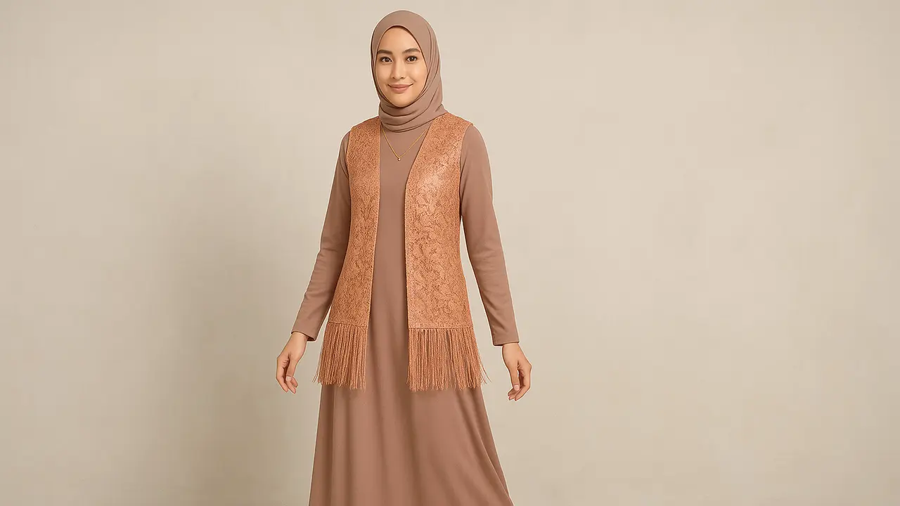 Outer Brokat tanpa Lengan untuk Gamis, Praktis dan Hasilnya Mewah (Foto: ChatGPT)