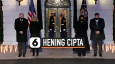 Gedung Putih Amerika Serikat menggelar proses mengheningkan cipta pada Senin (22/2) malam waktu setempat demi menghormati 500 ribu korban meninggal akibat Covid-19.
