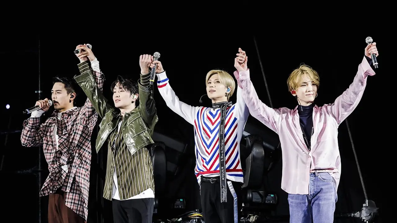 SHINee dalam konsernya di Tokyo Dome (Twitter/ SMTOWNGLOBAL)