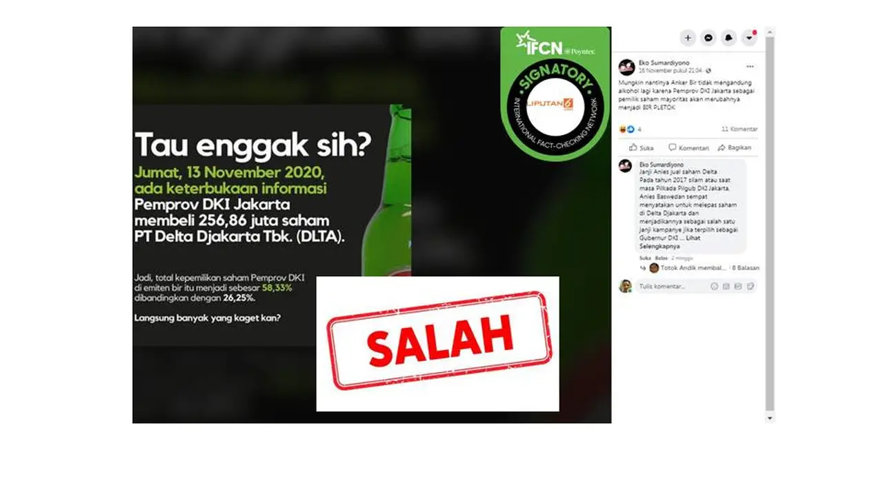 Cek Fakta Pemprov DKI tambah saham di perusahaan bir