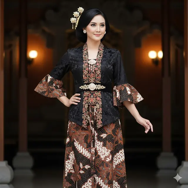 Dress Batik Brokat Aksen Obi