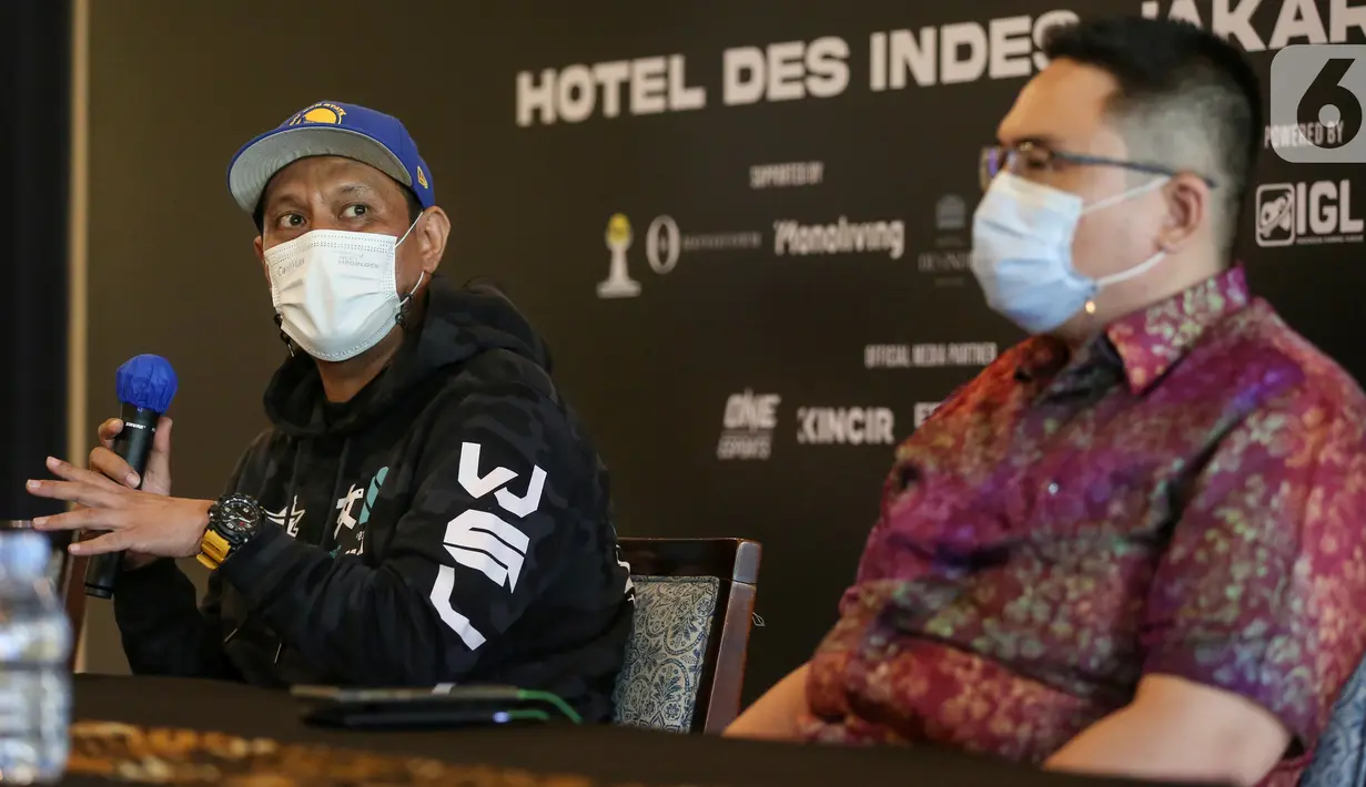 Dirut 1011 Event Frans Silalahi memberi keterangan pers Woman Star League (WSL) Season 3 di Jakarta, Selasa (15/06/2021). Tim Mobile Legends ladies terbaik di Indonesia akan kembali bertanding untuk memperebutkan total hadiah Rp110 juta. (Liputan6.com/Fery Pradolo)
