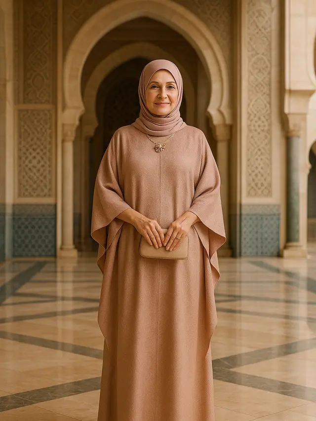 Gamis Embos untuk Kondangan Ibu-Ibu Usia 50 Tahunan