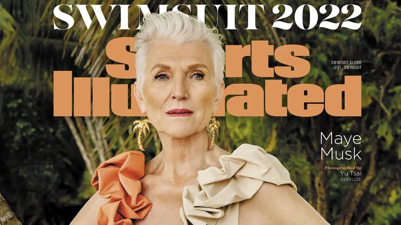 Pesona Maye Musk Jadi Model Sampul Majalah Baju Renang Tertua di Usia 74 Tahun