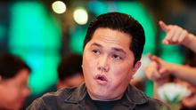 Ketua umum PSSI, Erick Thohir ketika nonton bareng laga Grup D Piala Asia 2023 antara Timnas Indonesia melawan Irak di Senayan Avenue, Senayan, Jakarta, Senin (15/01/2024) malam WIB. (Bola.com/Bagaskara Lazuardi)
