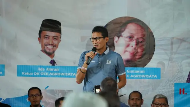 Cawapres nomor urut 02, Sandiaga Uno Saat Berdialog dengan Peserta Pelatihan OK OCE di GOR Panjalu, Cikijing. (Foto: Merdeka.com)