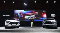 President Director PT MMKSI Atsushi Kurita memberikan sambutan pada konferensi pers Mitsubishi Motors di IIMS 2025. (Dok: Mitsubishi)