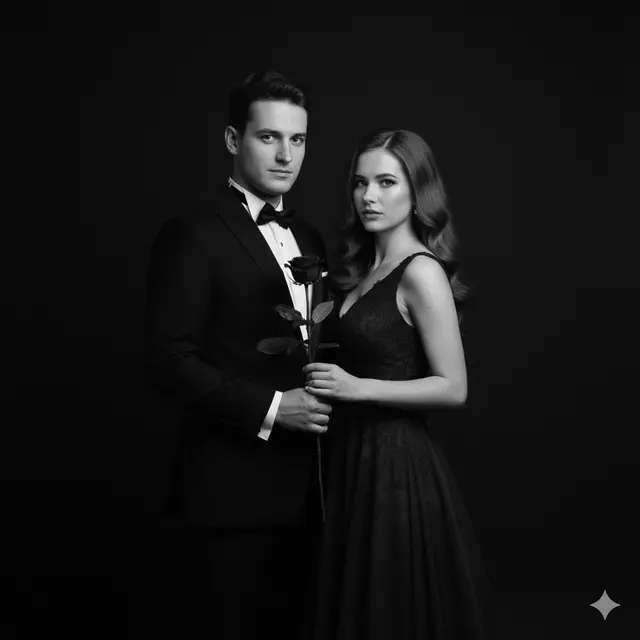 7 Ide Prompt Gemini AI Foto Pasangan Pakai Jas Hitam Sambil Pegang Mawar, Cewek Cowok Bisa Bikin