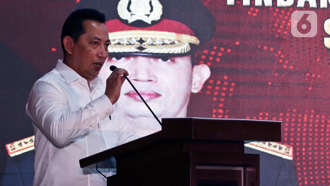 Kabareskrim Komjen Pol Listyo Sigit Prabowo memberi arahan pada penutupan Pelatihan Penanganan Tindak Pidana Pemilihan dan Laporan Sentra Gakumdu Pemilihan 2020, Jakarta, Kamis (27/2/2020). Pengarahan diberikan untuk Dirreskrimum hingga Kasubdit I/Kamneg Polda se-Indonesia (Liputan6.com/Johan Tallo)