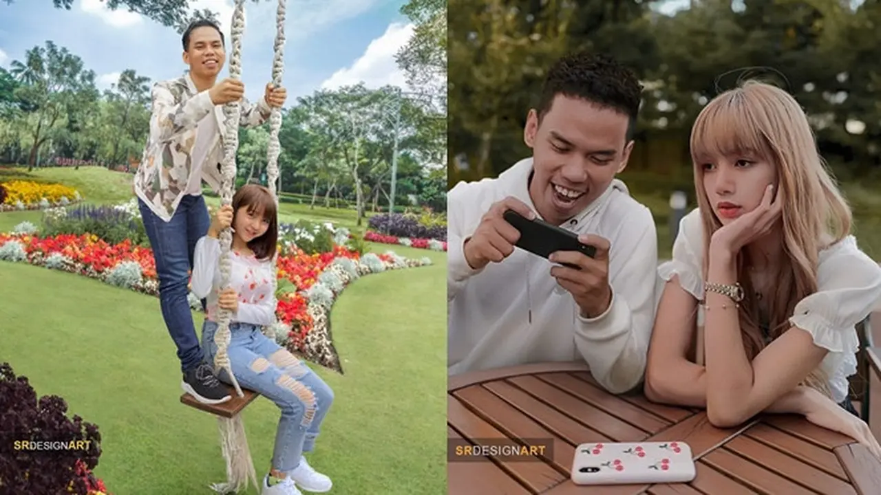 6 Editan Foto Pria Bareng Artis Cewek Hangout di Taman Ini Kocak