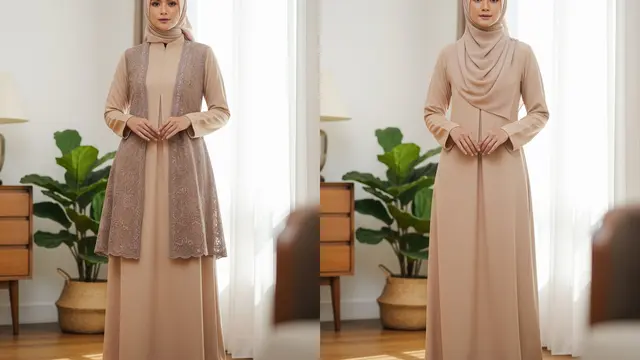 Gamis Rompi Lepas: Dua Gaya dalam Satu Outfit