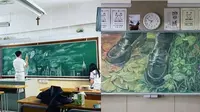 Gambar papan tulis anak sekolah di Jepang (Sumber: Facebook/CulturaPopAnimes)