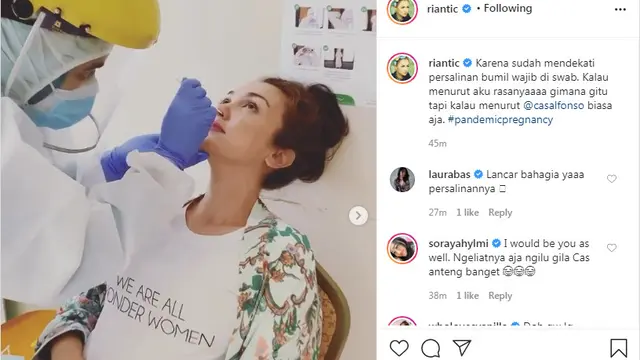 Rianti Cartwright jalani swab tes sebelum persalinan