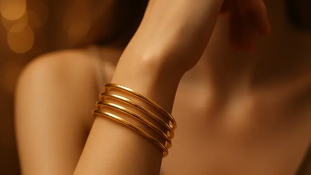 Model Gelang Emas Cuff Kombinasi 22K