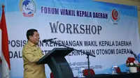 Sekjen Kemendagri Suhajar Diantoro saat mengisi workshop Posisi dan Kewenangan Wakil Kepala Daerah dalam Sistem Pemerintahan Otonomi Daerah, Selasa (25/10/2022). (Foto: Istimewa)