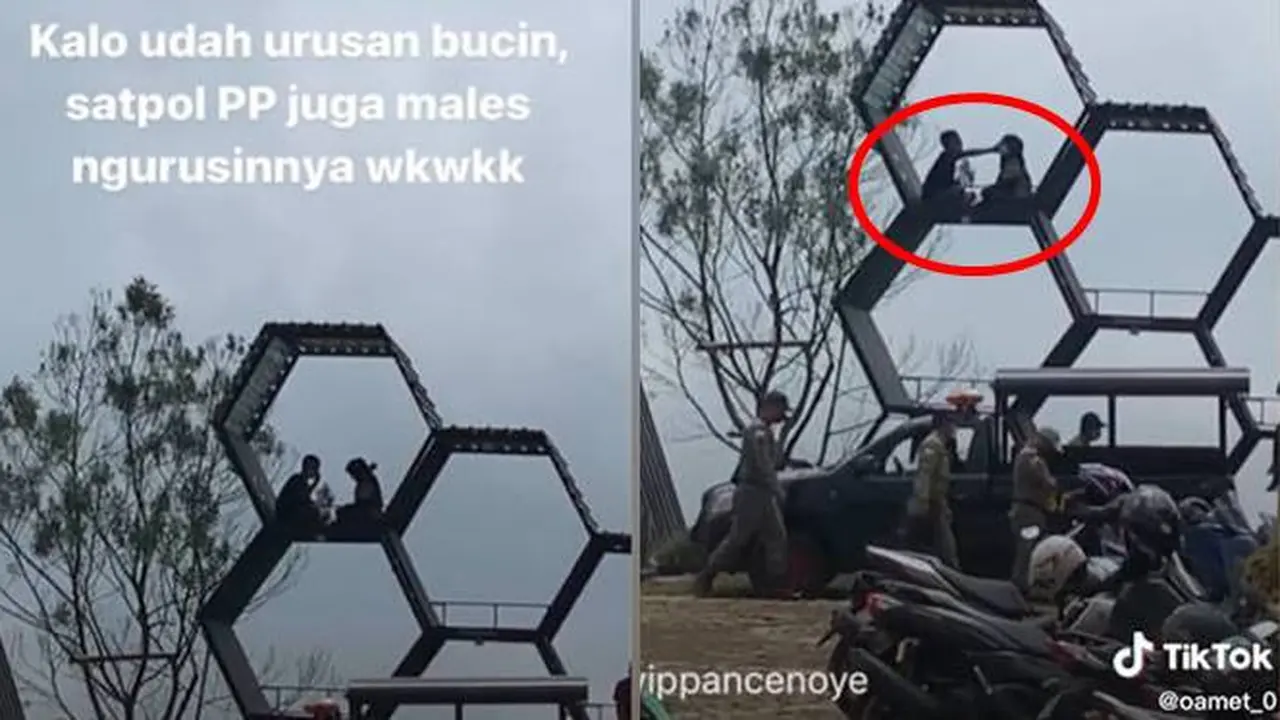 Viral Video Pasangan Tetap Asyik Pacaran Saat Ada Razia Satpol PP Ini Kocak