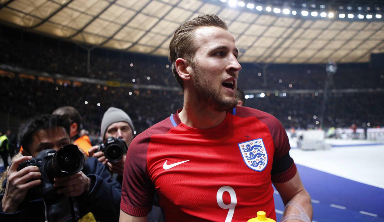 Harry Kane yang sedang naik daun di Liga Inggris menjadi pilihan utama ujung tombak Timnas Inggris pada laga persahabatan melawan Jerman di Olympiastadion, Berlin, Minggu (27/3/2016) dini hari WIB. (Reuters/Fabrizio Bensch)