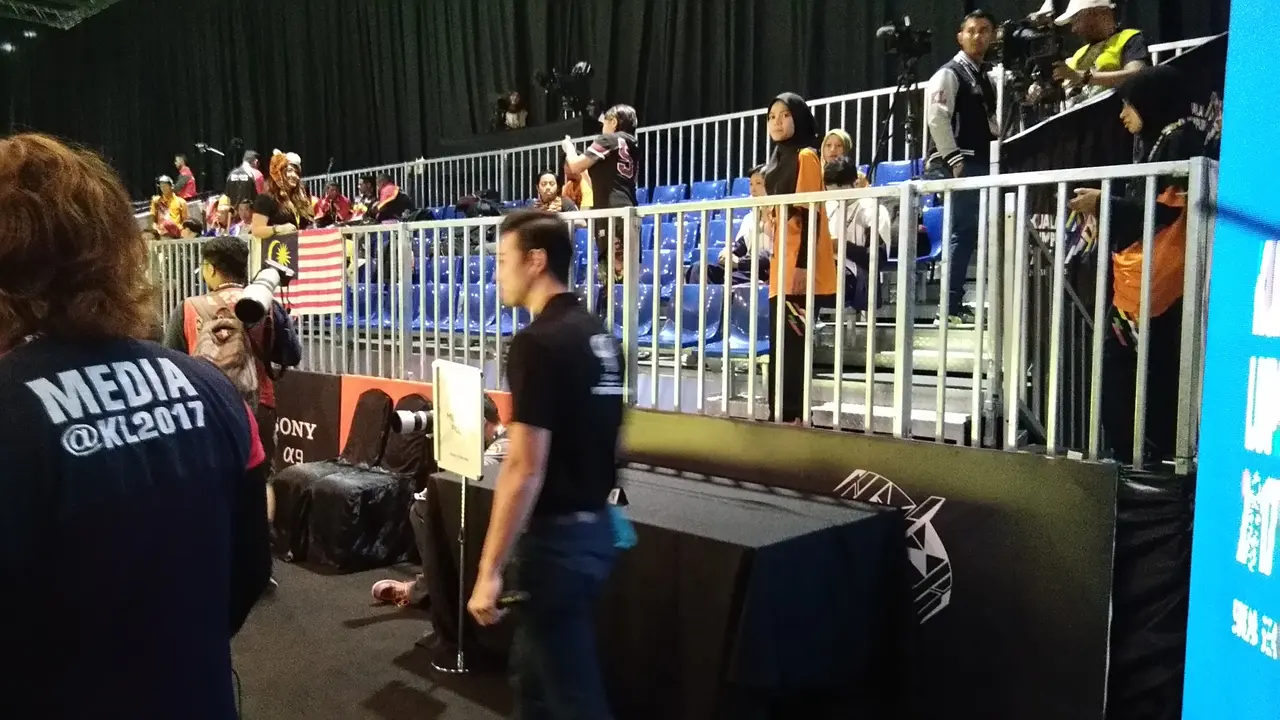 Tirbune media di lokasi cabang olahraga pencak silat di SEA Games 2017
