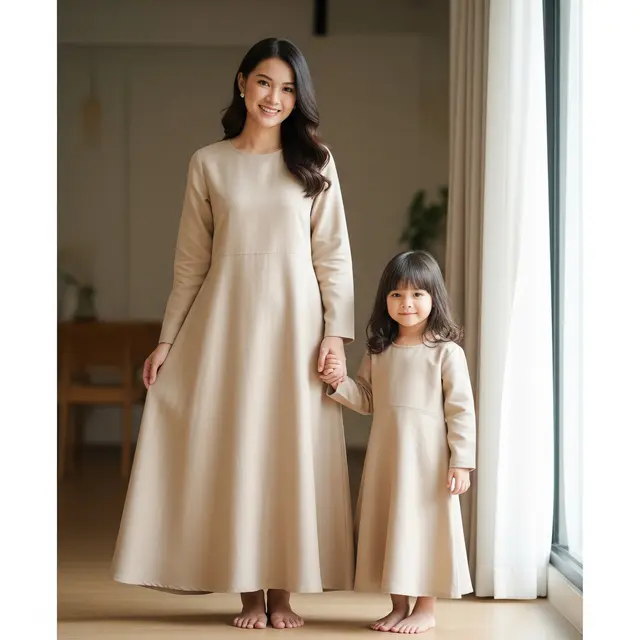 Model Gamis Kombinasi Couple Ibu dan Anak untuk Lebaran 2026