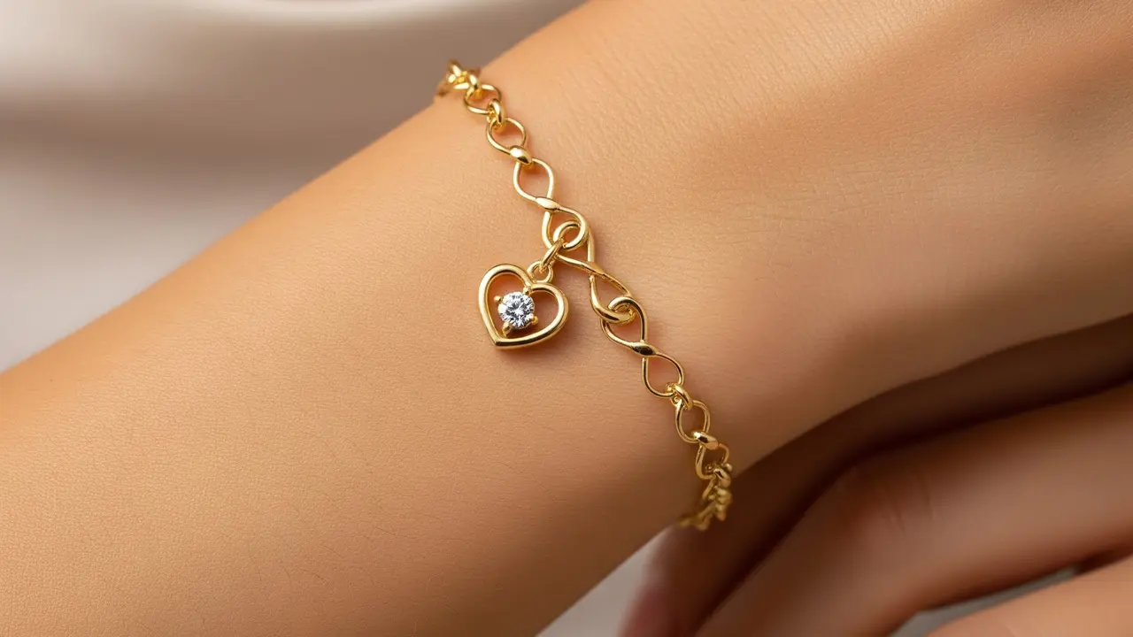 Model Gelang Emas 1 Gram Kombinasi Rantai dan Batu Zircon (Image by Gemini AI)