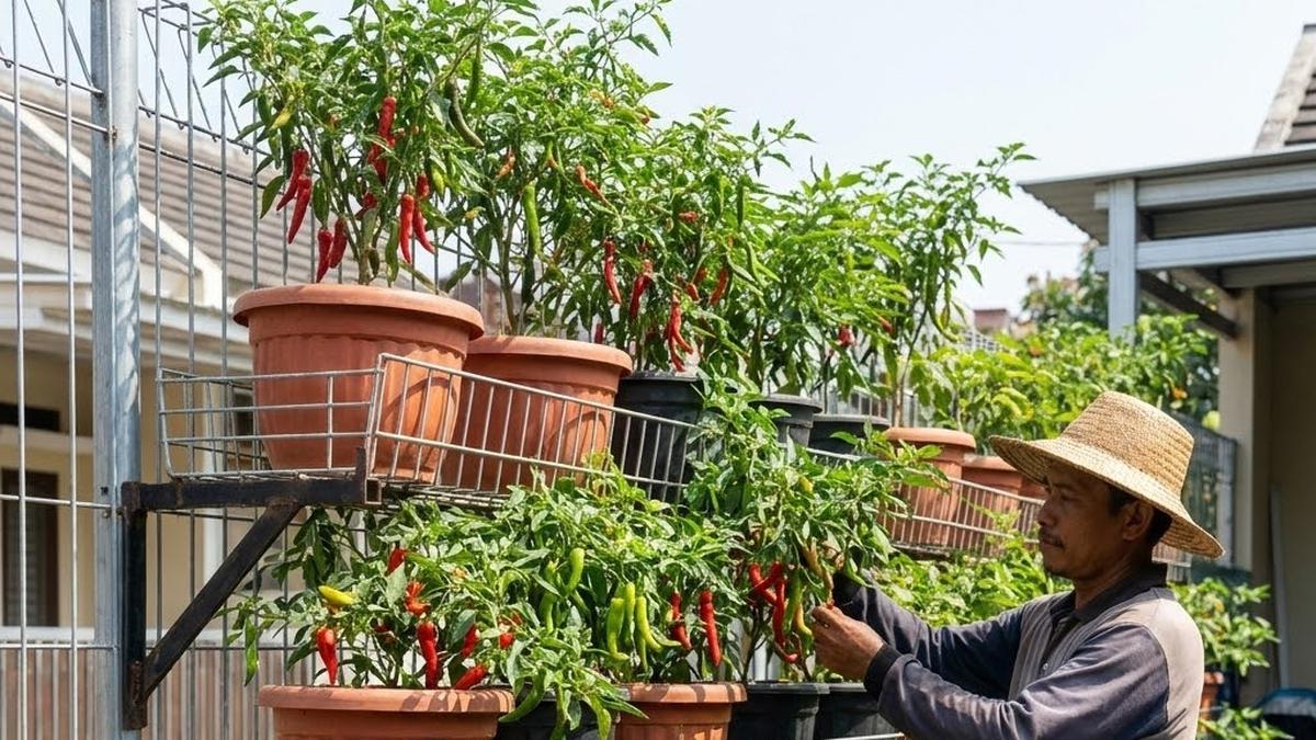 10 Desain Kebun Cabai di Pagar Kawat Ram Sistem Tempel, Solusi Lahan Sempit